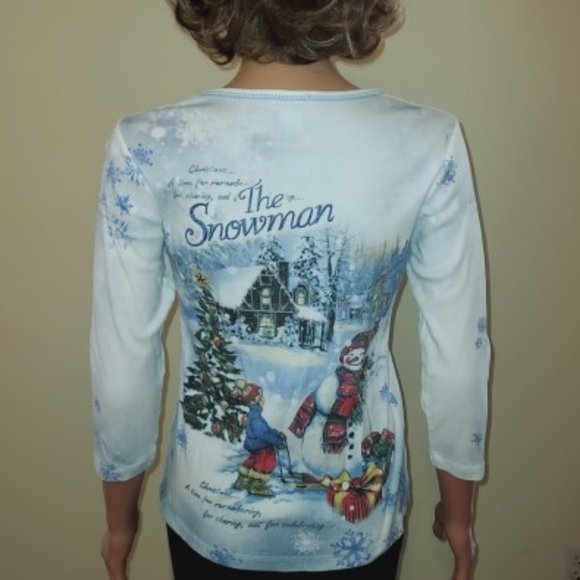 STUDIO GEM CHRISTMAS "THE SNOWMAN" 3/4 SLEEVE TEE SIZE SMALL - Picture 6 of 7